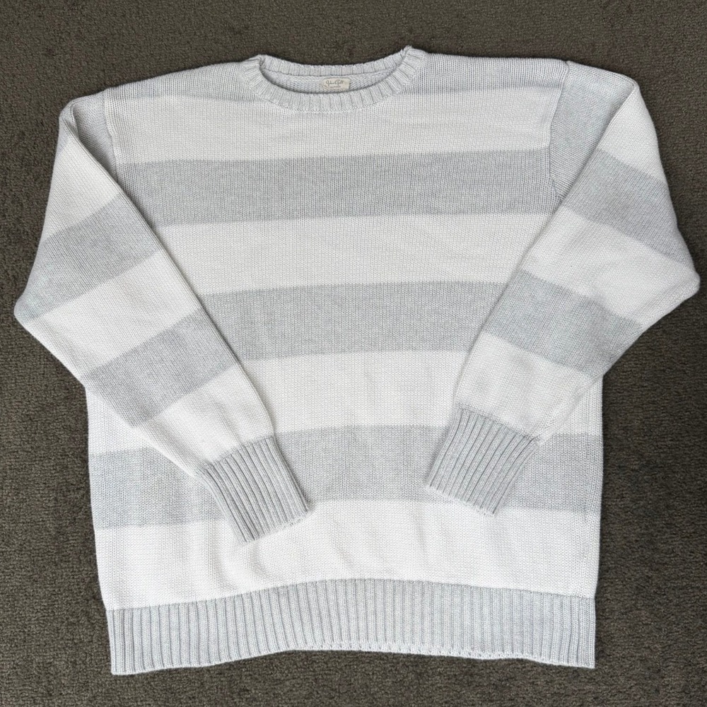 John Galt Brandy Melville Striped Oversized Cotton Sweater Grey White MH320 OS